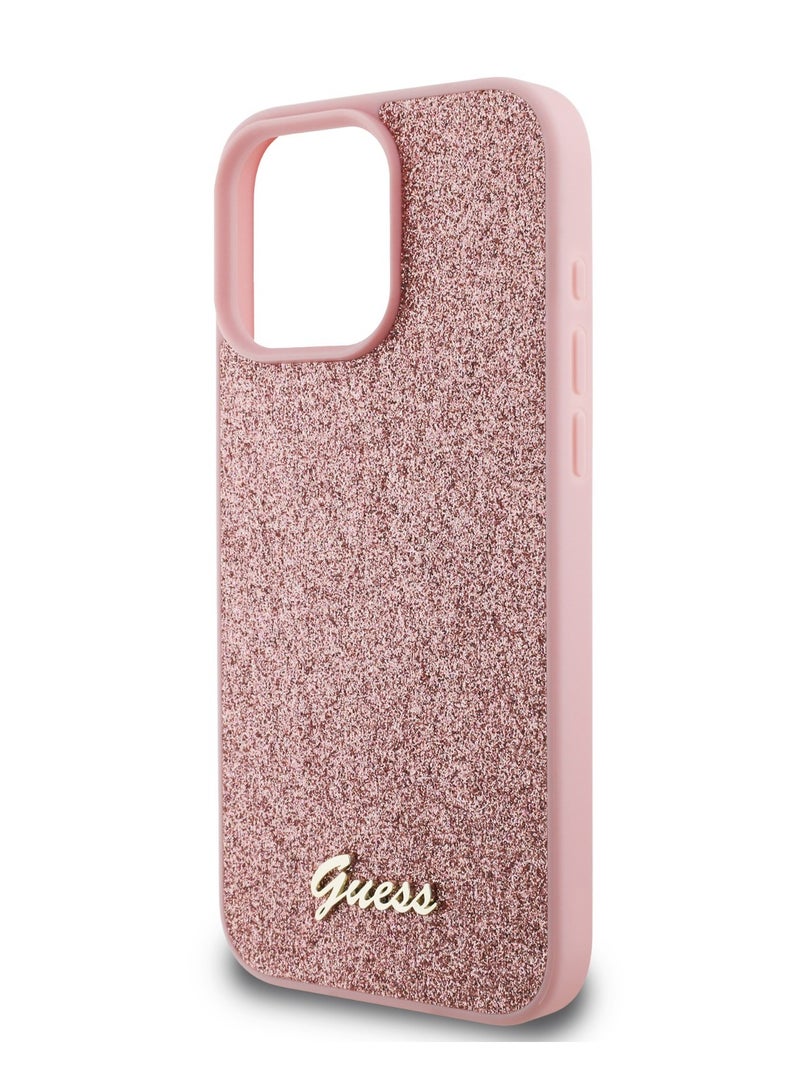GUESS iPhone 16 Pro Max Case Fixed Glitter Hard Cover / Drop Protection / Extra Shield Protection- Pink - Image 5