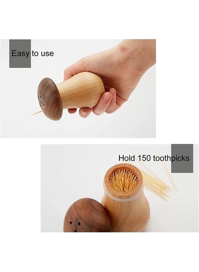 Toothpick Holder, Cute Mushroom Toothpick Dispenser,Wooden Toothpick Container for Kitchen Home Restaurant Dining Room Birthday Hostess Thanksgiving Christmas Gift for Friend Family Wood Decoration - Image 5