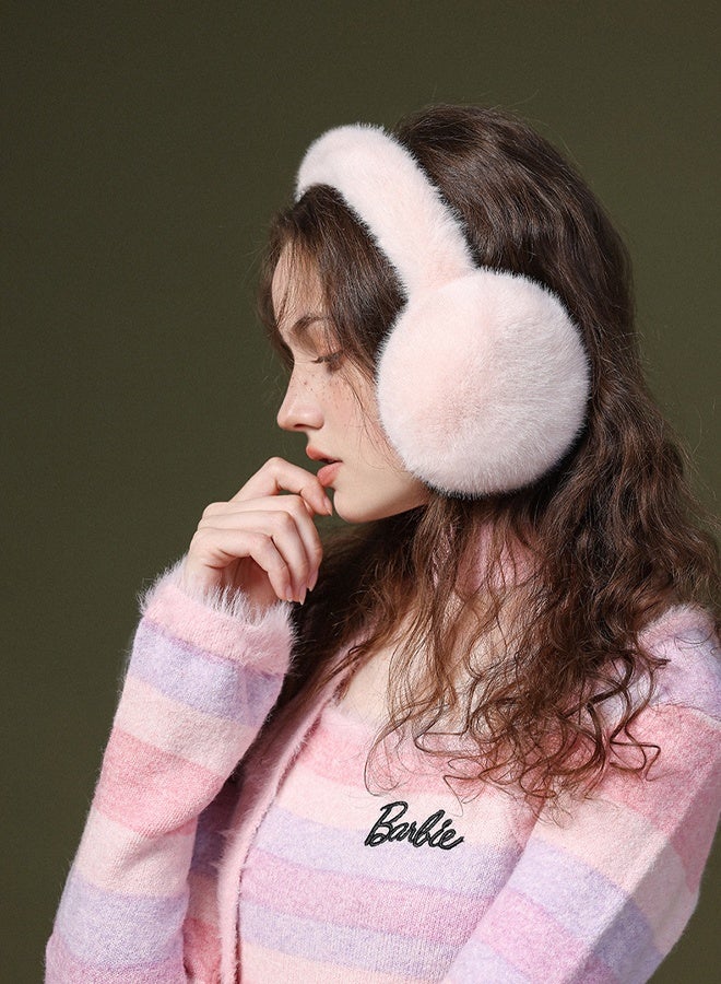 واقيات أذن شتوية دافئة للنساء والفتيات، مناسبة للرياضات الخارجية، للدراجات والتزلج، مقاومة للرياح، بتصميم أذن أرنب مخملي (لون وردي فاتح). - Image 2