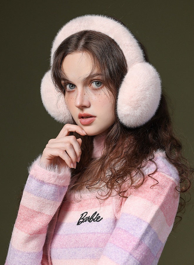 واقيات أذن شتوية دافئة للنساء والفتيات، مناسبة للرياضات الخارجية، للدراجات والتزلج، مقاومة للرياح، بتصميم أذن أرنب مخملي (لون وردي فاتح). - Image 4