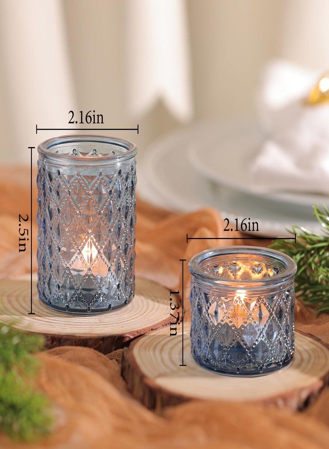 NITIME 24pcs Assorted Blue Votive Candle Holders, Tealight Candle Holders for Table Centerpiece, Blue Candle Holder Decor for Wedding, Baby Shower Party & Spa - Image 2