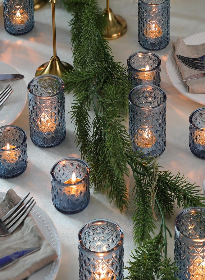 NITIME 24pcs Assorted Blue Votive Candle Holders, Tealight Candle Holders for Table Centerpiece, Blue Candle Holder Decor for Wedding, Baby Shower Party & Spa - Image 4