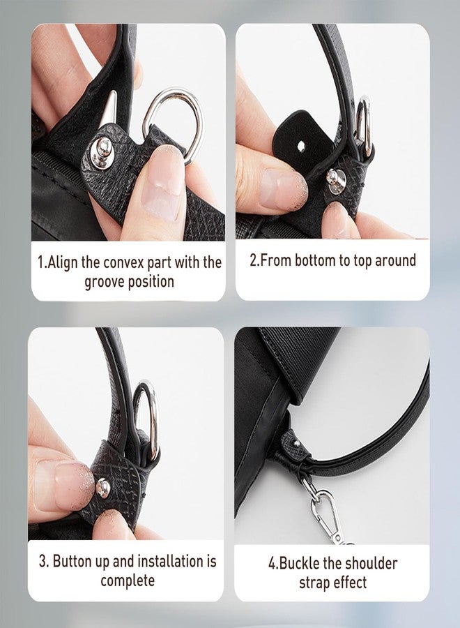 OAikor Upgraded Purse Strap Replacement Compatible with Longchamp Bag, Anti-Slip Leather Bag Straps Conversion Kit, 4 Buckles Handbags Crossbody Shoulder Strap 34-48'' Adjustable for Women(Black) - Image 4