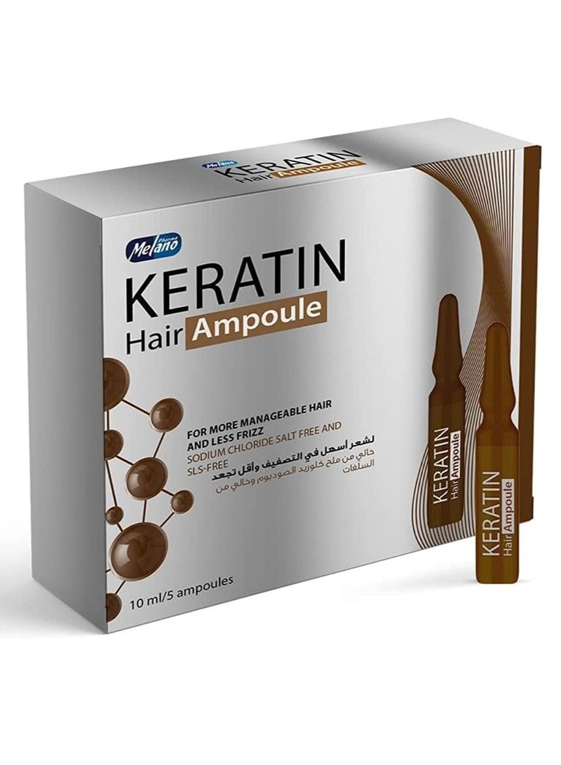 ميلانوفارما أمبولات الشعر بالكيراتين لشعر أكثر سهولة في التحكم وتجعد أقل 5 أمبولة X10 مل