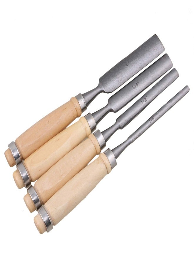 Mxfans Semicircle Wood Chisel Woodworking Carving Chisel Inner Edge Woodworking Gouge for Carpenter Wood Carving Hand Chisel Tool Pack of 4 - Image 2