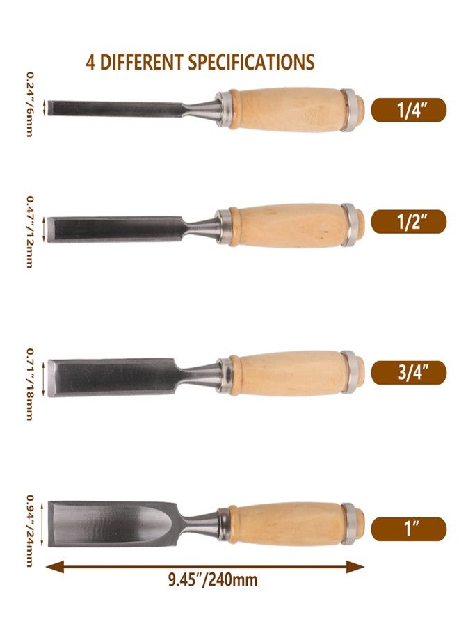 Mxfans Semicircle Wood Chisel Woodworking Carving Chisel Inner Edge Woodworking Gouge for Carpenter Wood Carving Hand Chisel Tool Pack of 4 - Image 4