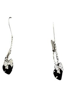 VENTIUP Water Drop Dangle Ear Stud Earrings Black  - Image 4