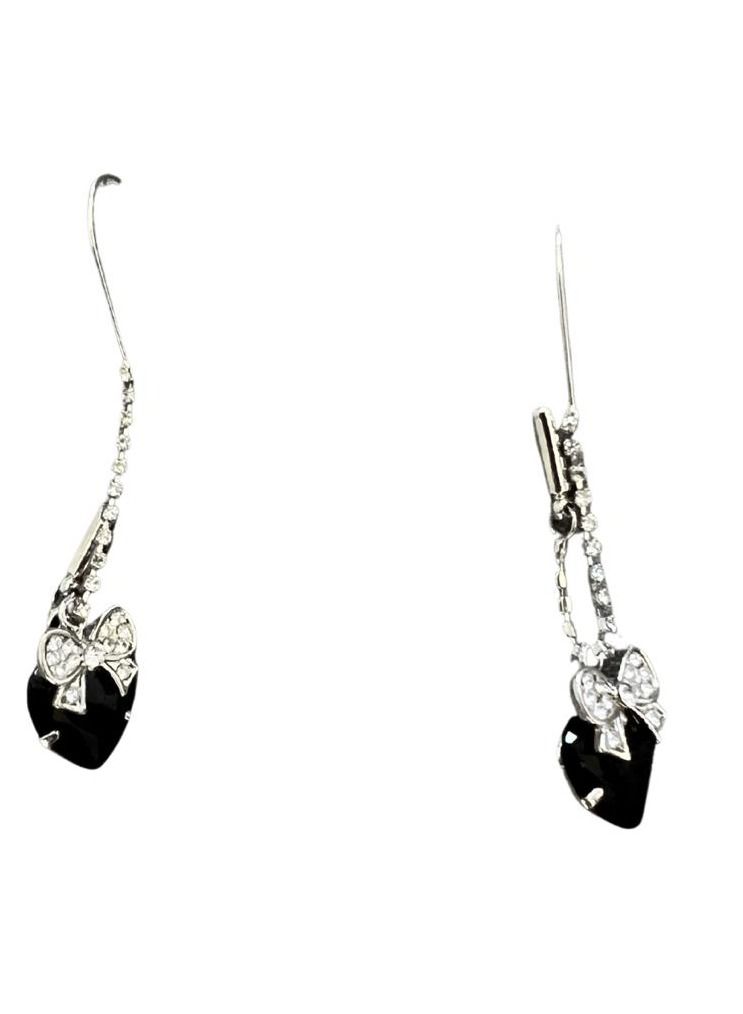 VENTIUP Water Drop Dangle Ear Stud Earrings Black  - Image 4