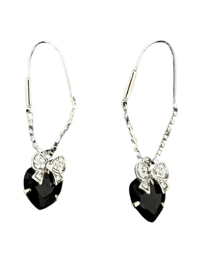 VENTIUP Water Drop Dangle Ear Stud Earrings Black  - Image 5