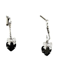 VENTIUP Water Drop Dangle Ear Stud Earrings Black  - Image 2