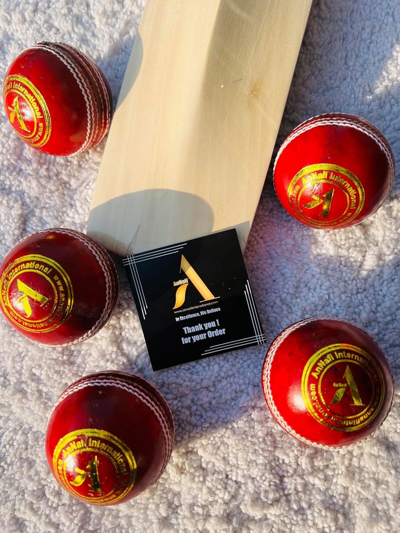AnNafi ® Red Cricket Ball | Red Color Leather Cricket Balls for Practice A Grade Handstitched | Senior Official Hard & Seasoned |No Stamp for Indoor and Outdoor Practice & Training Cricket Ball - Image 4