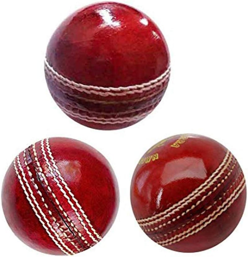 AnNafi ® Red Cricket Ball | Red Color Leather Cricket Balls for Practice A Grade Handstitched | Senior Official Hard & Seasoned |No Stamp for Indoor and Outdoor Practice & Training Cricket Ball - Image 1