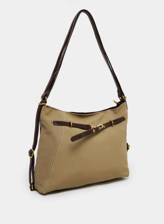 ستايلي شنطة كتف بتفاصيل جلد بلون مُتباين