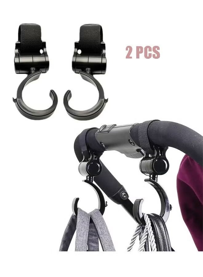 Baby Stroller Hooks Clips, Convenient Stroller Accessories Mommy Bag Hooks for Hanging Diaper Bags Purse, Stroller Organizer, Perfect for all kinds of strollers, Pushchair, Buggy ，Pack of 2 - Image 1