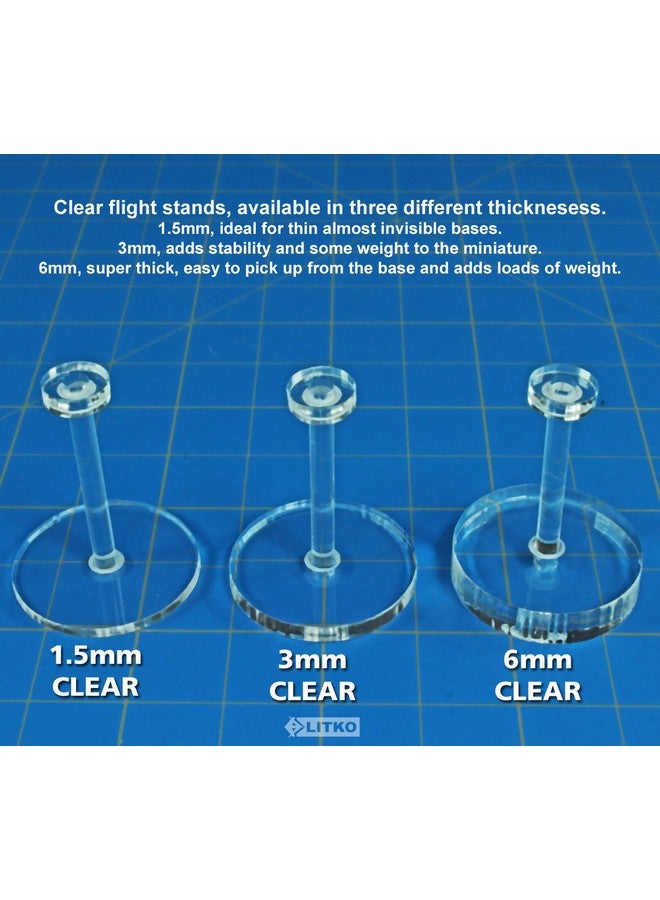 LITKO 27mm Circular Flight Stand Kit | Compatible with Star Wars: Legion | 3mm Clear with 1.25 inch Peg | 10 Pack - Image 3