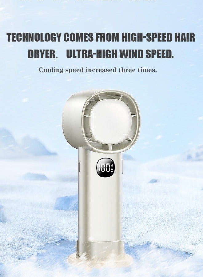 Beyond Portable Hand Fan, Digital Display Hand Fan with Night Light, 6000mAh Quiet USB Battery Rechargeable Fan (Off White) - Image 3