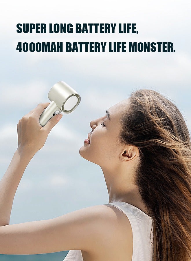 Beyond Portable Hand Fan, Digital Display Hand Fan with Night Light, 6000mAh Quiet USB Battery Rechargeable Fan (Off White) - Image 4