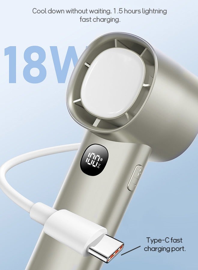 Beyond Portable Hand Fan, Digital Display Hand Fan with Night Light, 6000mAh Quiet USB Battery Rechargeable Fan (Off White) - Image 5