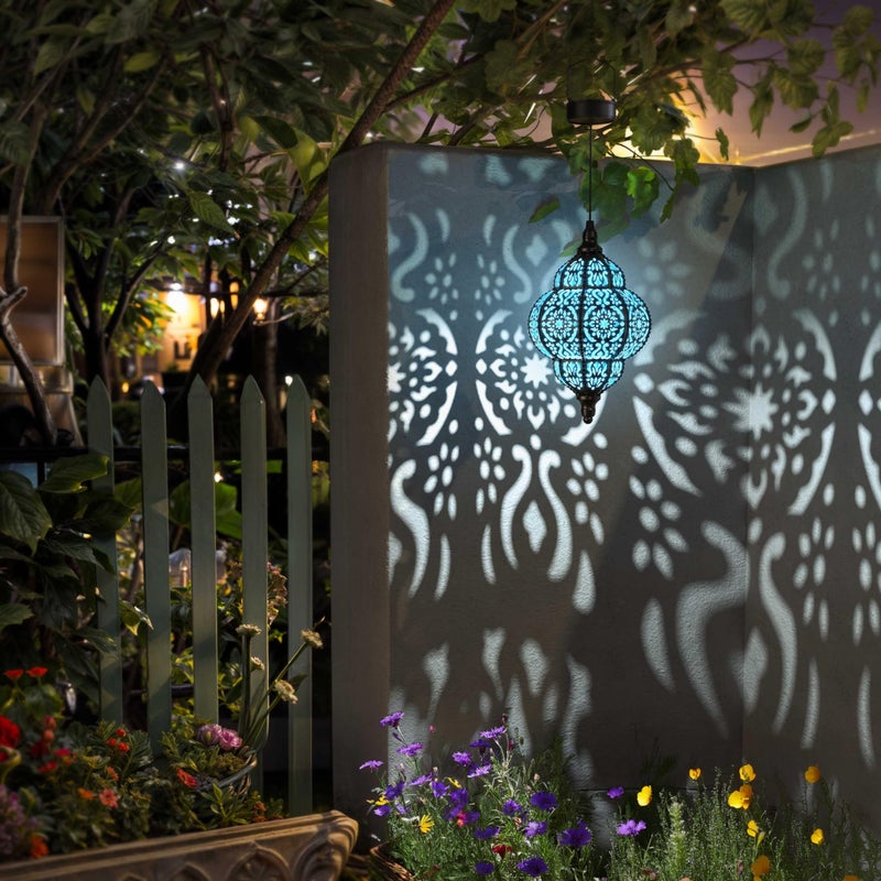 Hapjoy Hanging Solar Lights Outdoor Garden Decor Solar Lantern Waterproof Plastic Moroccan Outdoor Decorations for Patio Pathway Yard Backyard Garden Decorative (1, Black) - Image 4