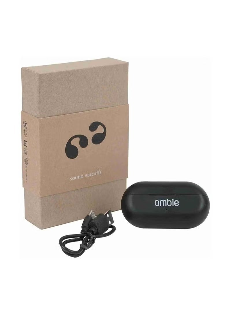 أمبي سماعات أذن Ambie Sound اللاسلكية بتقنية البلوتوث مع خطاف للأذن وسماعات أذن رياضية (أسود) - Image 4