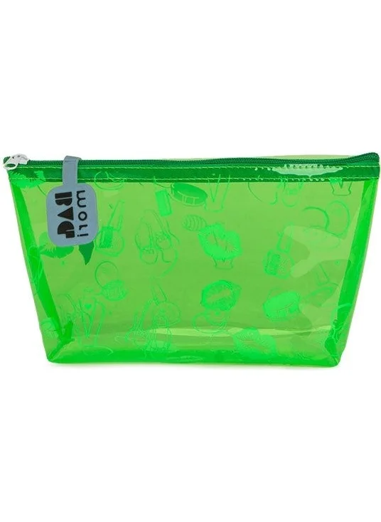 باجموري Green Printed Zippered Transparent Makeup Bag