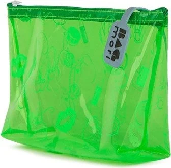 باجموري Green Printed Zippered Transparent Makeup Bag