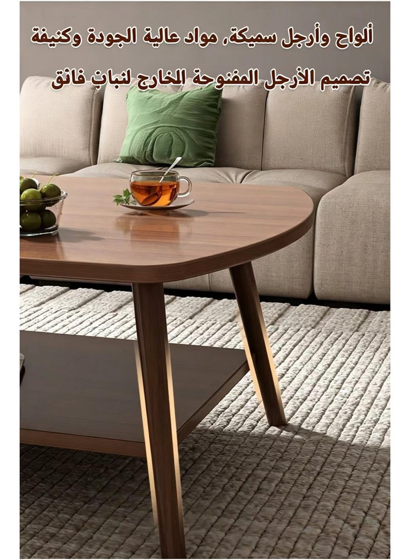ChenDa Double-Layer Solid Wood Oval Coffee Table with Rounded Anti-Collision Corners, Modern Living Room Table, Suitable for Living Rooms & Offices - 100×50×42cm, Walnut Color - Image 5