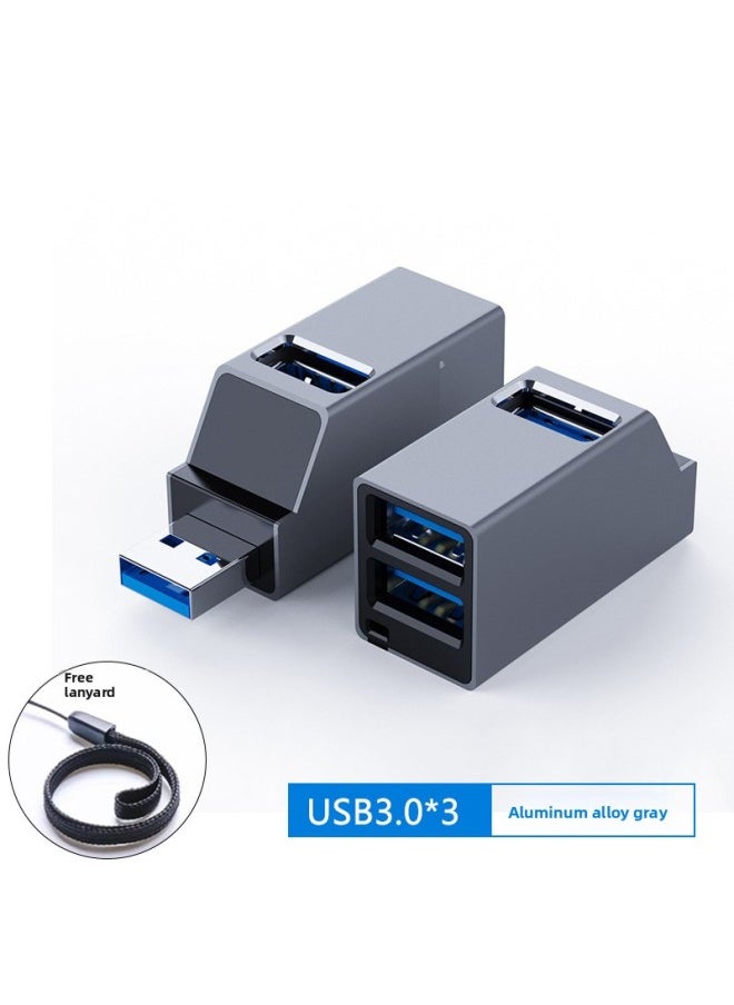 USB Extender Computer Multi-Port Set Splitter Typec Laptop Car Ubs Adapter Usp Wireless-Number Of Interfaces:Black And Gray [3-port 3.0 High-speed Transmission] Aluminum Shell Model-0.01m  - Image 1
