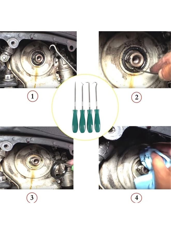Blue 4pcs Pick And Hook Set Non Slip Handle Oil Seal Screwdriver Remove Small Fuses Wire Plugs O Rings - Image 4