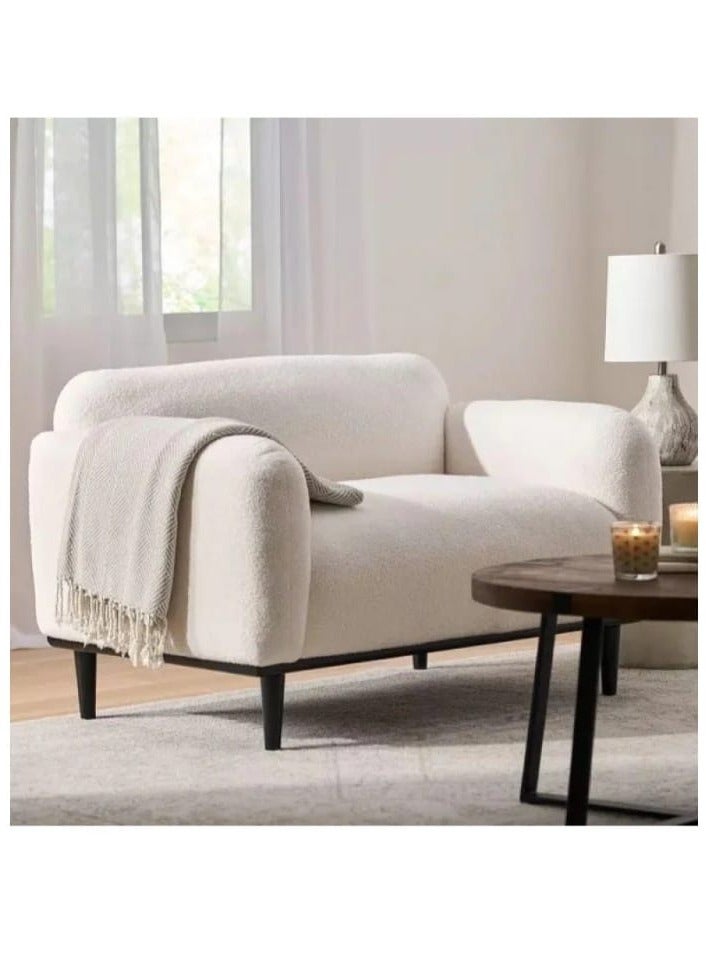 Other Manufacturer Two-seater bouclé sofa, a modern sofa with comfortable seating, soft bouclé fabric