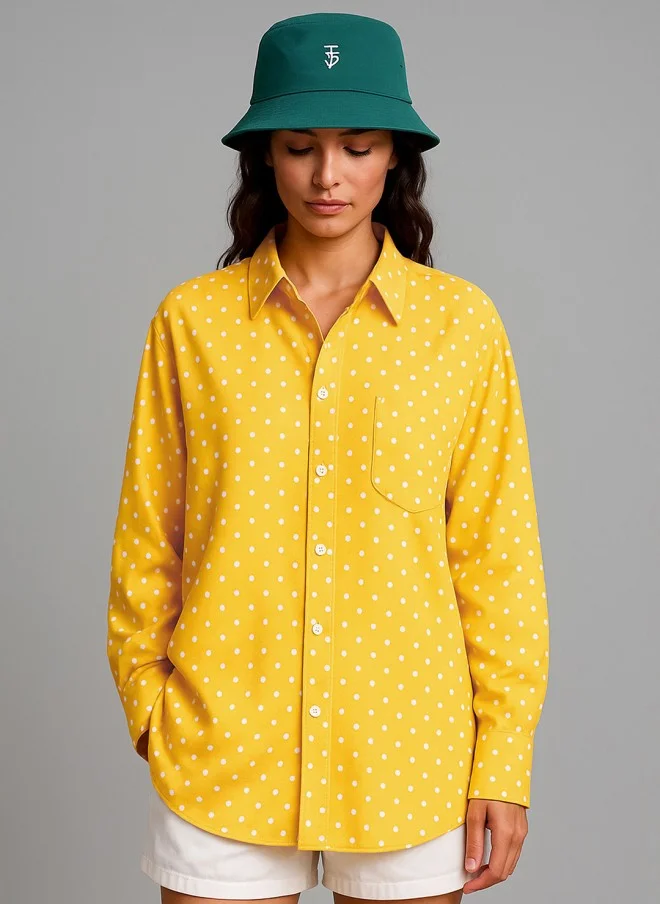 SASSAFRAS Polka Dot Printed Oversized Shirt for Women