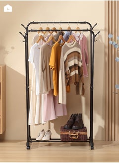 LAWAZIM Black Clothes Hanger-Double-Durable Space Saving Garment Hats and Coats Rack with Shoe Shelf Storage Organizer, Freestanding Closet Rail with Shoe Rack-for Dorms, Bedrooms, Entryways, Hallways  - Image 1