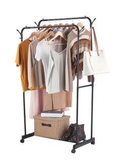 LAWAZIM Black Clothes Hanger-Double-Durable Space Saving Garment Hats and Coats Rack with Shoe Shelf Storage Organizer, Freestanding Closet Rail with Shoe Rack-for Dorms, Bedrooms, Entryways, Hallways  - Image 2
