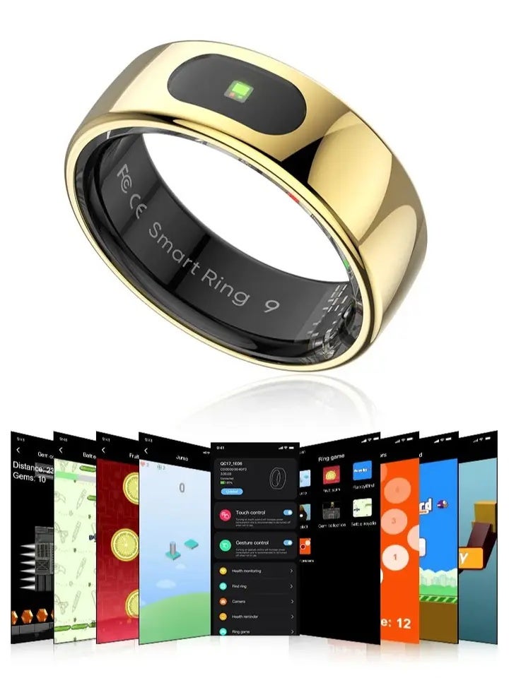 MISIRUN R08 Smart Ring Men Women Touch Control Function IP68 5ATM Waterproof Step Count Multi Sport Health Monitor Heart Rate Smart Ring, Gold 1742696 - Image 4