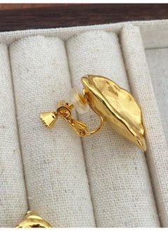 نيبمينينت And Korean Retro Ab Design Sense Texture Irregular Arc Metal Earrings Cold Wind Ear Clip No Holes 