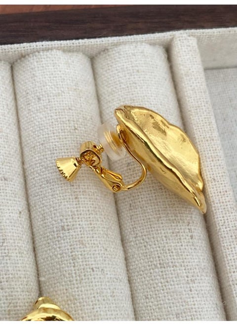 And Korean Retro Ab Design Sense Texture Irregular Arc Metal Earrings Cold Wind Ear Clip No Holes
