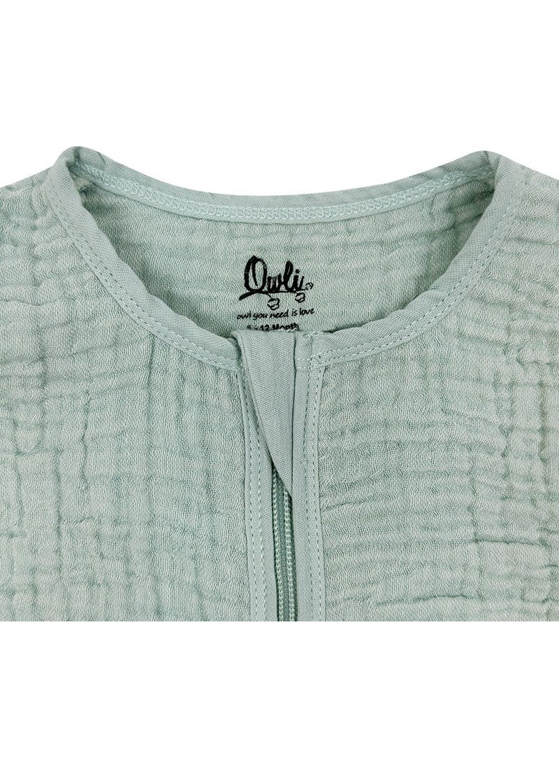 Owli - Lovelayers 4 Layer Muslin Sleeping Bag Mint Green - Image 1