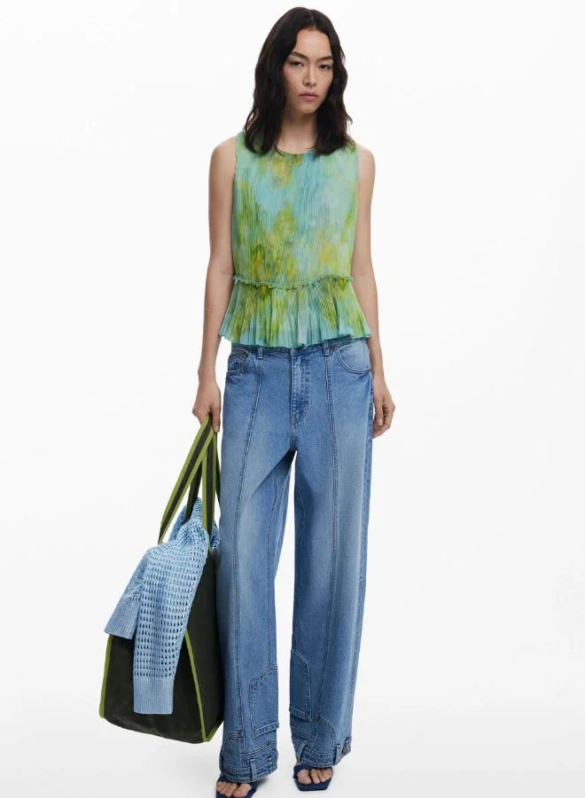 DESIGUAL RUFFLED PLEATED BLOUSE