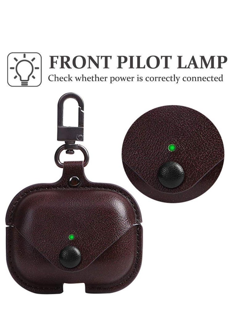 ELTRAZONE AirPods 3rd Generation Case 2021 Leather Protective Case Skin Cover with Keychain and Lock for Apple Airpods 3 Case Women Men Chocolate Brown - Image 2
