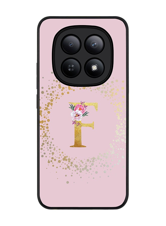 For Xiaomi Redmi Note 15 5G / Poco M8 Case,Slim fit Camera Protection, Shockproof Thin Phone cover  - Custom Monogram Floral - F  (Pink )