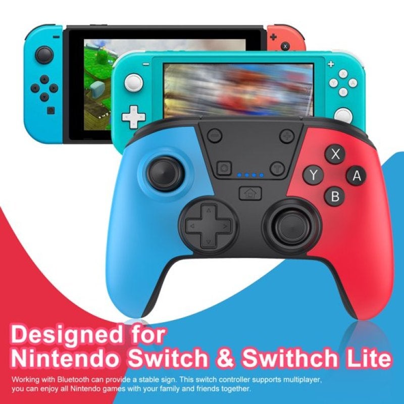 وحدة تحكم لاسلكية للعبة Nintendo Switch Lite باللونين الأحمر والأزرق Pro Gamepad - محور جيروسكوبي واهتزاز بمحرك مزدوج لجلسات اللعب الطويلة - Image 3