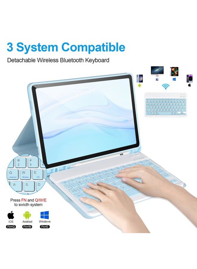 APHBZGE Keyboard Case for Samsung Galaxy Tab A9+/Plus 11'' 2023(SM-X210/X216/X218),Case with Keyboard for Samsung Tab A9+ with S Pen Holder,Detachable Bluetooth Keyboard for Galaxy A9 Auto Wake/Sleep (Blue) - Image 3