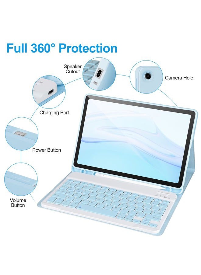 APHBZGE Keyboard Case for Samsung Galaxy Tab A9+/Plus 11'' 2023(SM-X210/X216/X218),Case with Keyboard for Samsung Tab A9+ with S Pen Holder,Detachable Bluetooth Keyboard for Galaxy A9 Auto Wake/Sleep (Blue) - Image 4