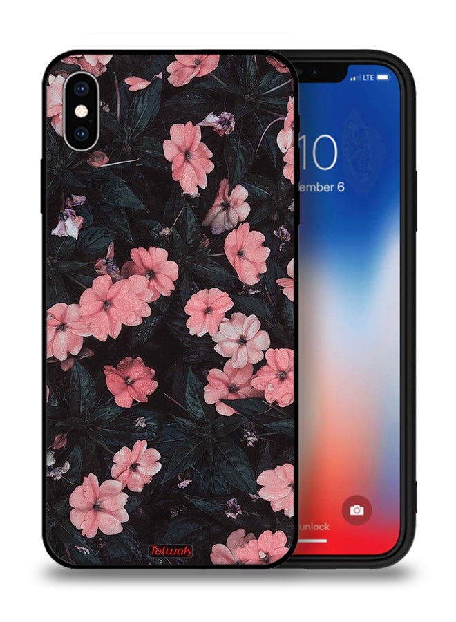 Tolwak Apple iPhone XS Protective Case Peach Small Roses - Image 1