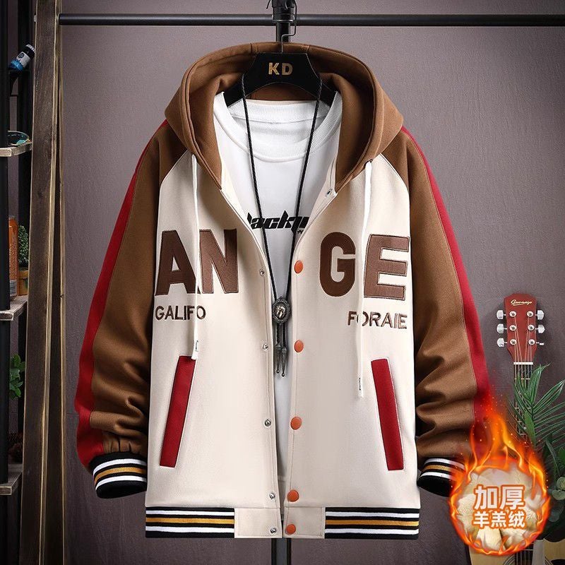 Fleece-Lined Thick Coat Men'S Senior High School Junior High School Students Cotton-Padded Jacket Teenagers Handsome Big Boy Men'S Baseball Uniform - Image 4