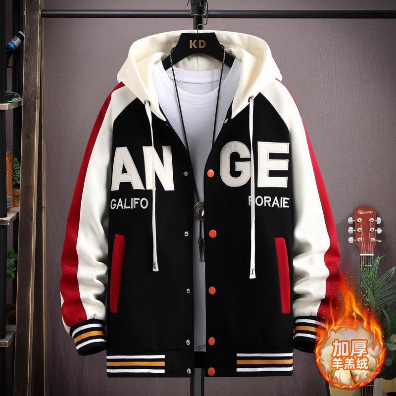 Fleece-Lined Thick Coat Men'S Senior High School Junior High School Students Cotton-Padded Jacket Teenagers Handsome Big Boy Men'S Baseball Uniform - Image 5