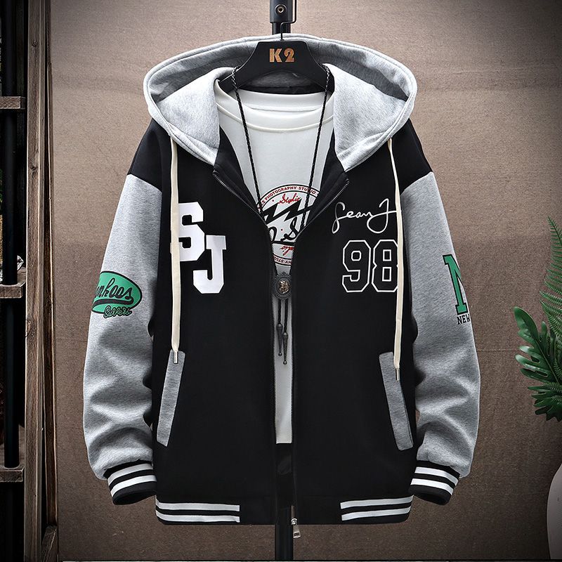 Fleece-Lined Thick Coat Men'S Senior High School Junior High School Students Cotton-Padded Jacket Teenagers Handsome Big Boy Men'S Baseball Uniform - Image 1