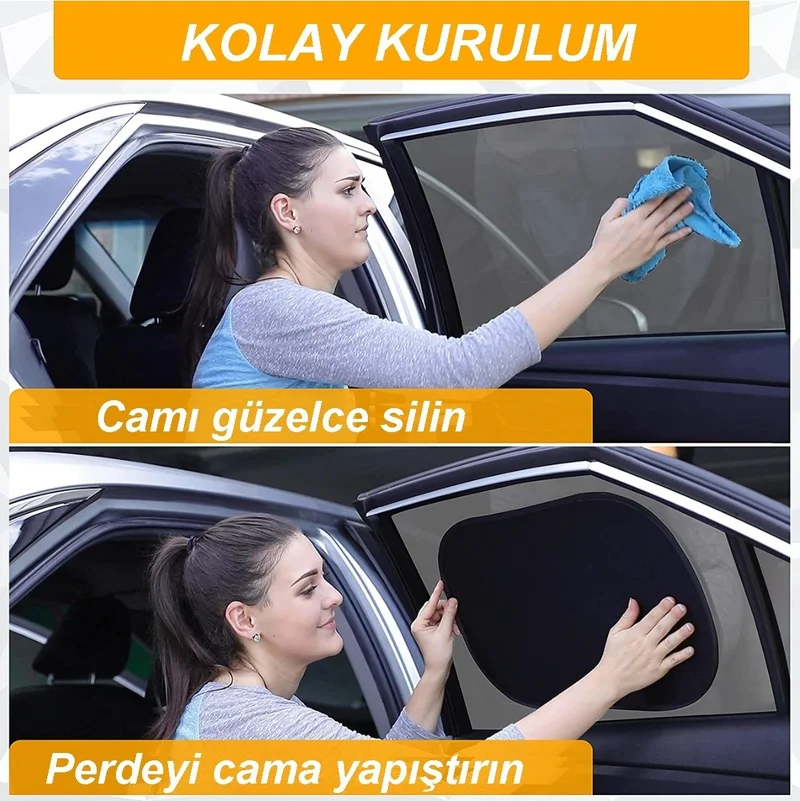 سوجيكس Vehicle Rear Side Window Sunshade Auto Curtain Set with Suction Cup Vehicle Curtain 2 Pieces
