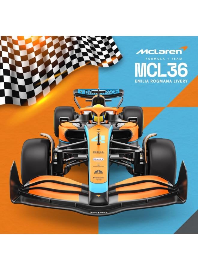 راستار سيارة راستار RC بمقياس 1/12، تعمل بجهاز تحكم عن بعد بتردد 2.4 جيجاهرتز، مصممة لسيارة ماكلارين F1 MCL36، وهي سيارة لعبة تعمل بالتحكم عن بعد. - Image 1