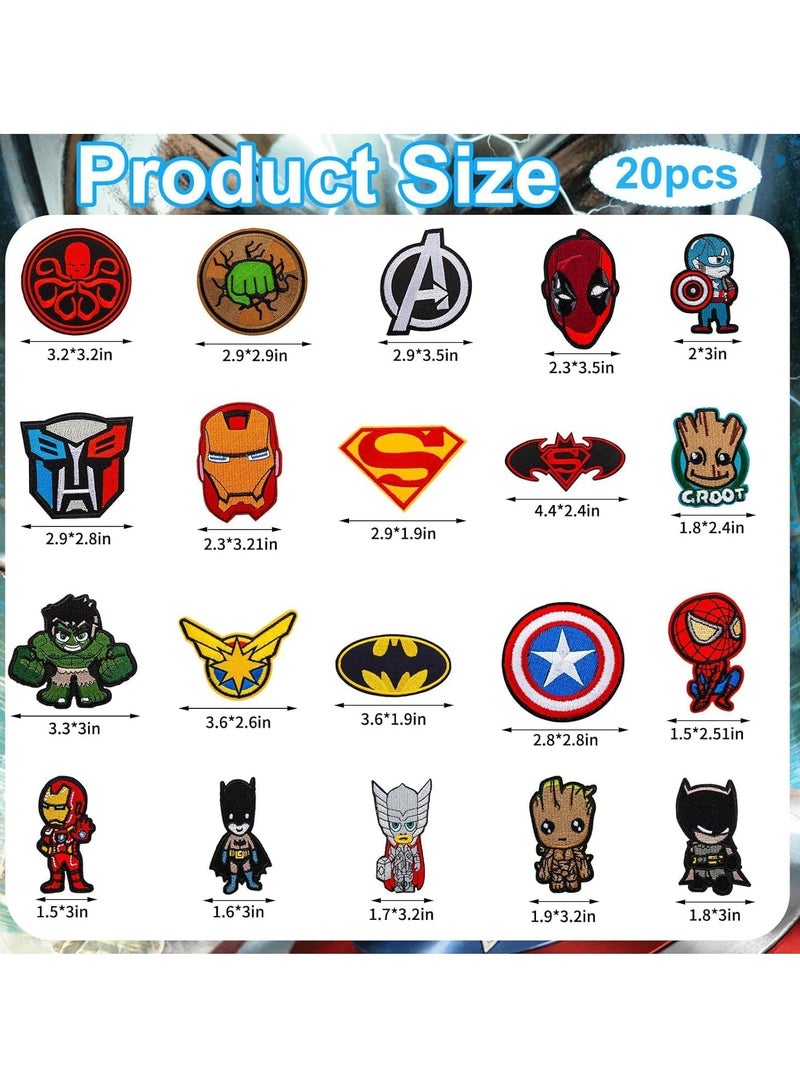 Iron on Patches, 20 Pcs Iron on Patches Cartoon Anime Patches Embroidered Applique Kit, Patch Iron-on or Sew-on Applique for Kids DIY Crafts, Patches for Kids Adult Clothes Decoration - Image 2